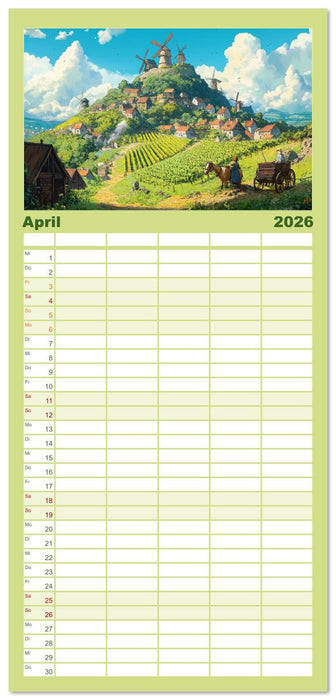 Spaziergang durch Anime Welten (CALVENDO Familienplaner 2026)