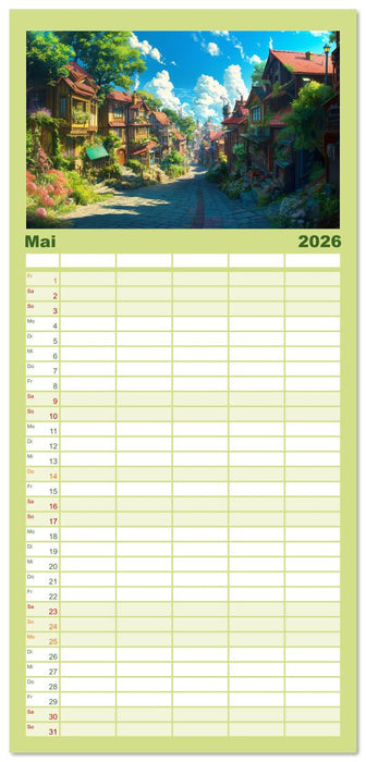 Spaziergang durch Anime Welten (CALVENDO Familienplaner 2026)