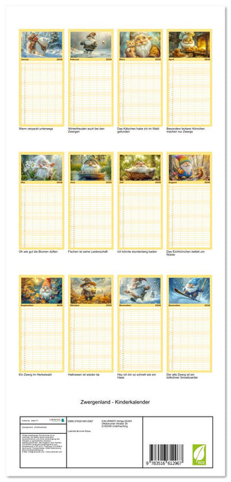 Zwergenland - Kinderkalender (CALVENDO Familienplaner 2026)