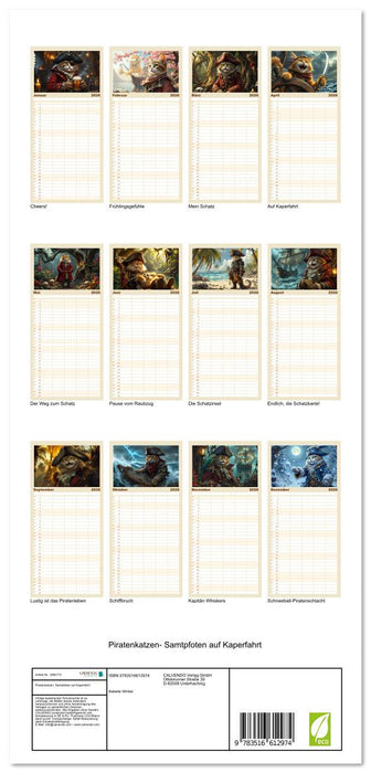 Piratenkatzen- Samtpfoten auf Kaperfahrt (CALVENDO Familienplaner 2026)