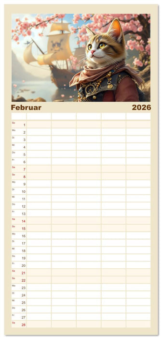 Piratenkatzen- Samtpfoten auf Kaperfahrt (CALVENDO Familienplaner 2026)