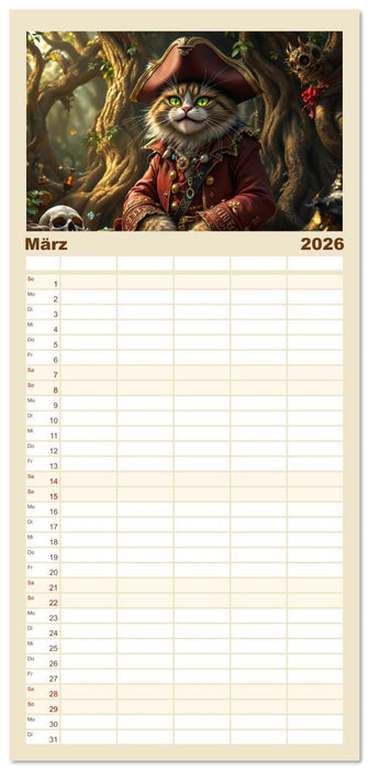 Piratenkatzen- Samtpfoten auf Kaperfahrt (CALVENDO Familienplaner 2026)