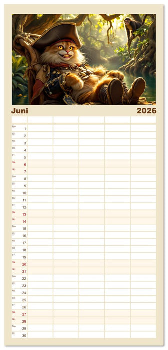 Piratenkatzen- Samtpfoten auf Kaperfahrt (CALVENDO Familienplaner 2026)