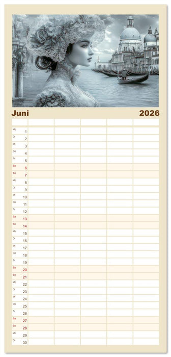 Venezianischer Stil - In dezenten Farbtönen (CALVENDO Familienplaner 2026)