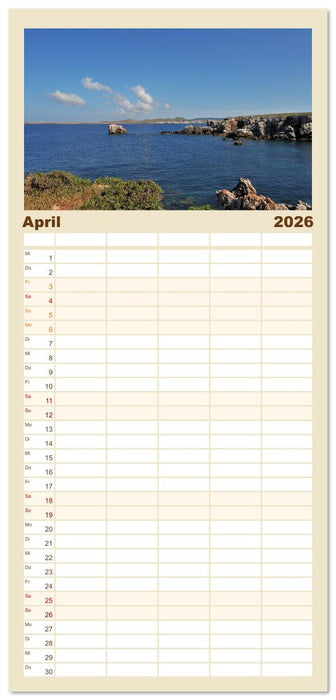 Menorca, die schöne Schwester (CALVENDO Familienplaner 2026)