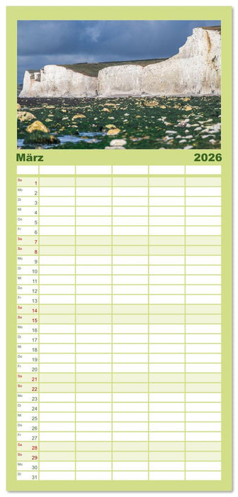 Seven Sisters - Großbritanniens höchste Kreidefelsen (CALVENDO Familienplaner 2026)