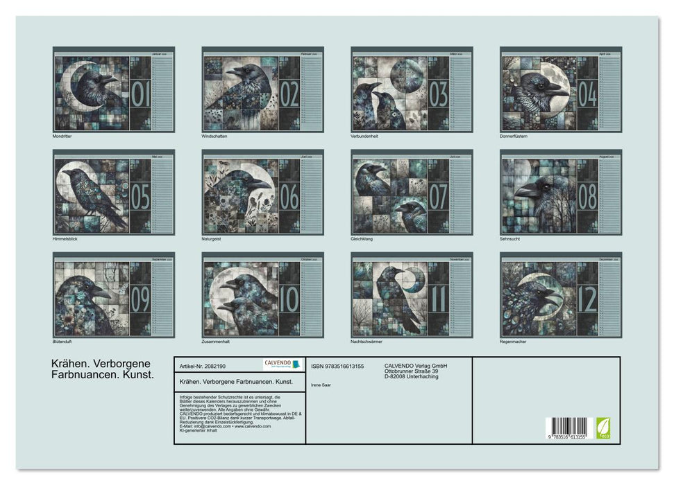 Krähen. Verborgene Farbnuancen. Kunst. (CALVENDO Wandkalender 2026)