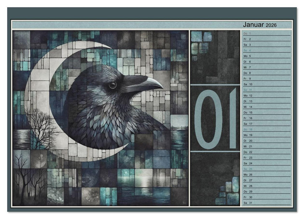 Krähen. Verborgene Farbnuancen. Kunst. (CALVENDO Premium Wandkalender 2026)