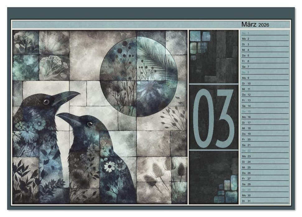 Krähen. Verborgene Farbnuancen. Kunst. (CALVENDO Premium Wandkalender 2026)