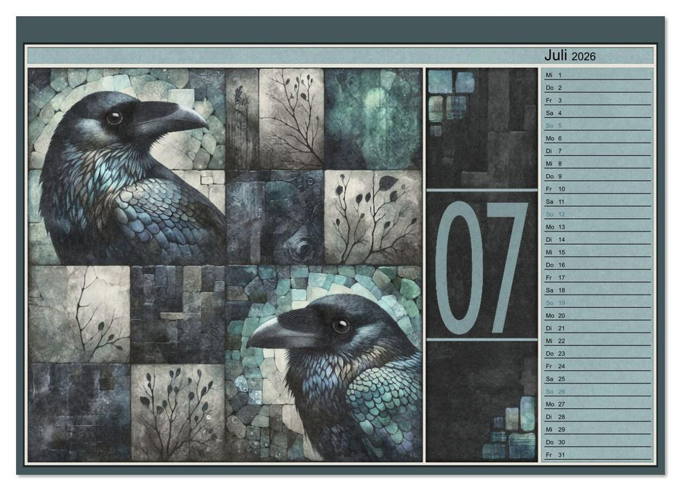 Krähen. Verborgene Farbnuancen. Kunst. (CALVENDO Premium Wandkalender 2026)