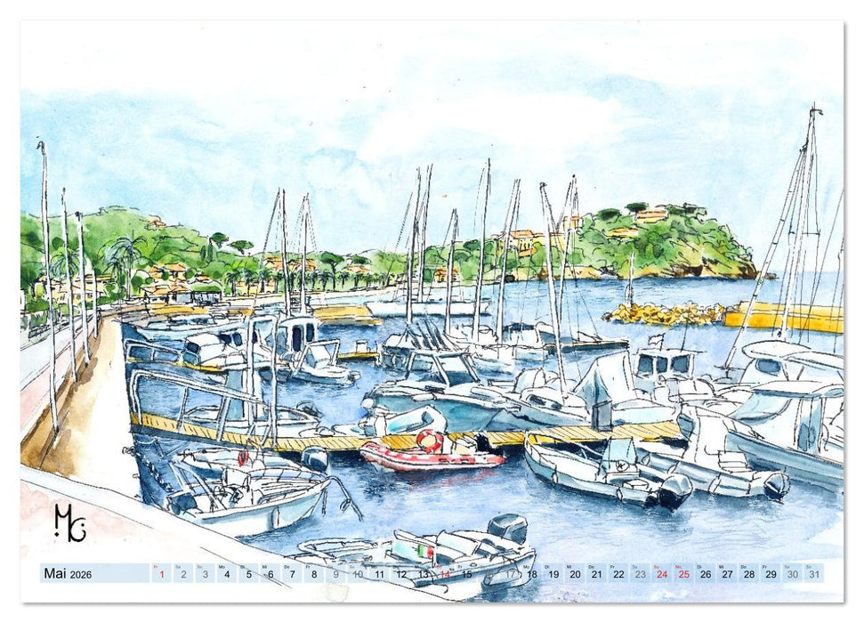 Isola d'Elba - Acquerelli (CALVENDO Premium Wandkalender 2026)