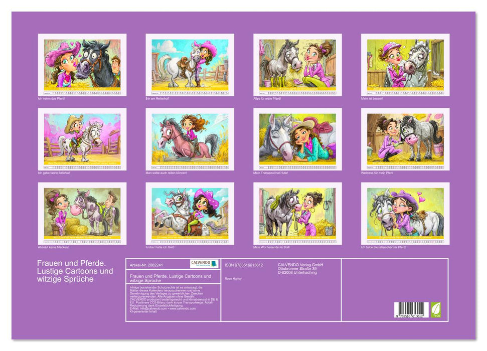Frauen und Pferde. Lustige Cartoons und witzige Sprüche (CALVENDO Wandkalender 2026)