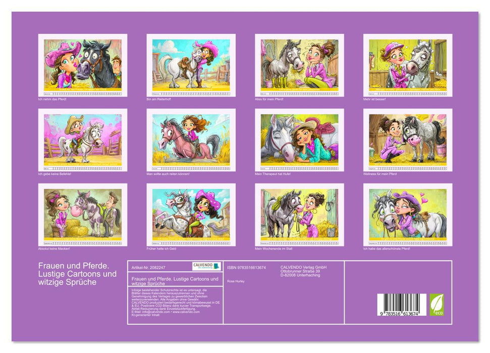 Frauen und Pferde. Lustige Cartoons und witzige Sprüche (CALVENDO Premium Wandkalender 2026)