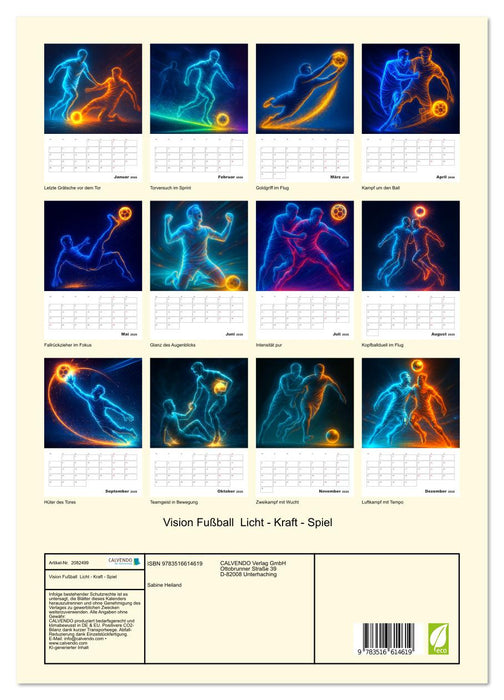 Vision Fußball Licht - Kraft - Spiel (CALVENDO Premium Wandkalender 2026)