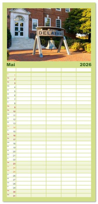 Delaware. Kleine Perle an der Ostküste der USA (CALVENDO Familienplaner 2026)