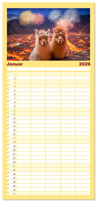 Die Welt der Alpakas (CALVENDO Familienplaner 2026)