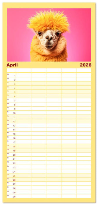 Die Welt der Alpakas (CALVENDO Familienplaner 2026)