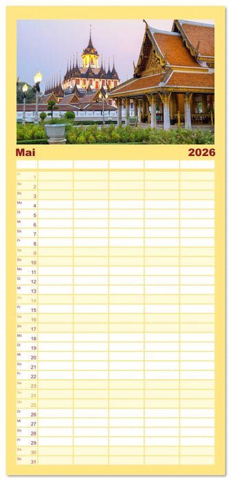 BANGKOK Hauptstadt von Thailand (CALVENDO Familienplaner 2026)