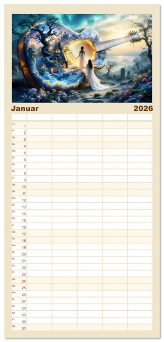 Gitarrenhorizonte (CALVENDO Familienplaner 2026)