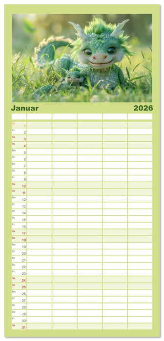 Drachen - Verspielt und fluffig (CALVENDO Familienplaner 2026)