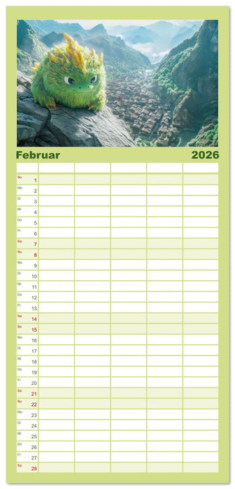 Drachen - Verspielt und fluffig (CALVENDO Familienplaner 2026)