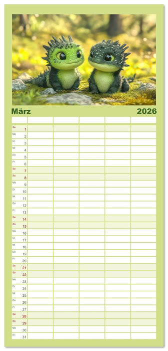 Drachen - Verspielt und fluffig (CALVENDO Familienplaner 2026)