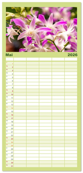 Orchidaceae - Orchideen (CALVENDO Familienplaner 2026)