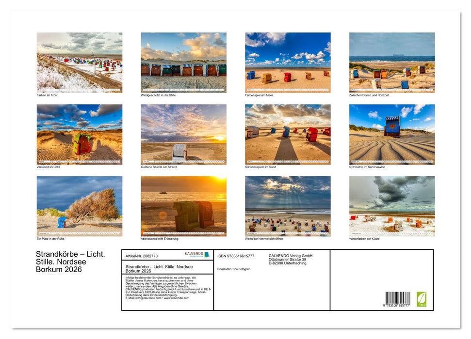 Strandkörbe – Licht. Stille. Nordsee Borkum 2026 (CALVENDO Wandkalender 2026)