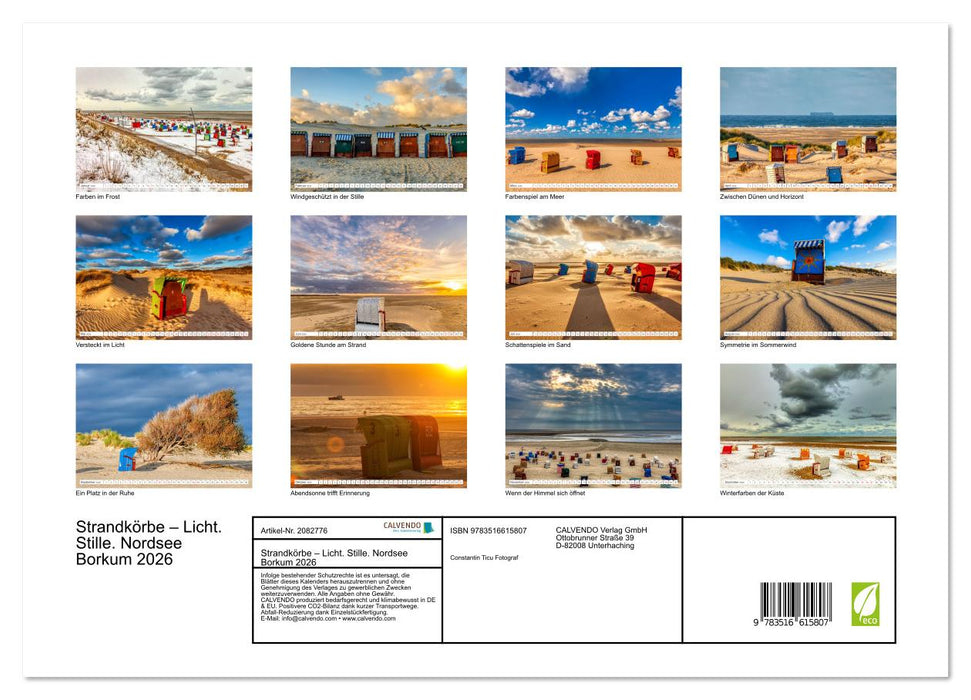 Strandkörbe – Licht. Stille. Nordsee Borkum 2026 (CALVENDO Premium Wandkalender 2026)