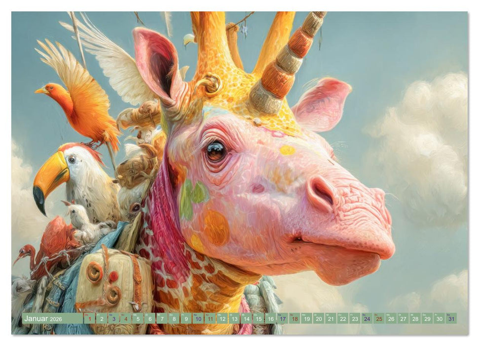 Humorvolle Tieranhäufungen - Voller Fantasie (CALVENDO Premium Wandkalender 2026)