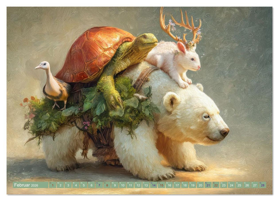 Humorvolle Tieranhäufungen - Voller Fantasie (CALVENDO Premium Wandkalender 2026)