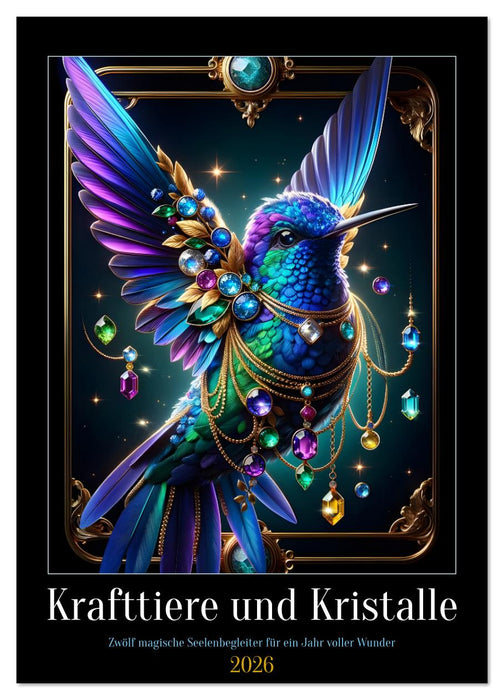 Krafttiere und Kristalle (CALVENDO Wandkalender 2026)