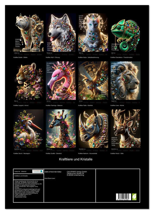 Krafttiere und Kristalle (CALVENDO Wandkalender 2026)