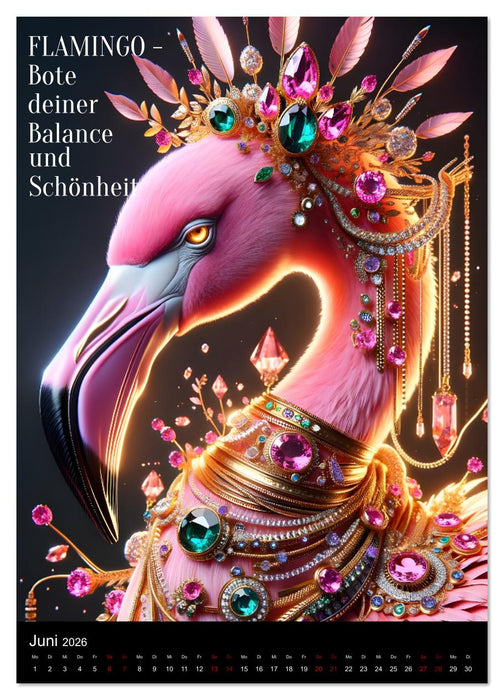 Krafttiere und Kristalle (CALVENDO Wandkalender 2026)