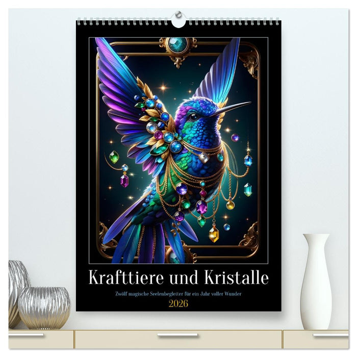 Krafttiere und Kristalle (CALVENDO Premium Wandkalender 2026)