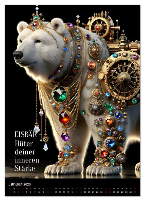 Krafttiere und Kristalle (CALVENDO Premium Wandkalender 2026)