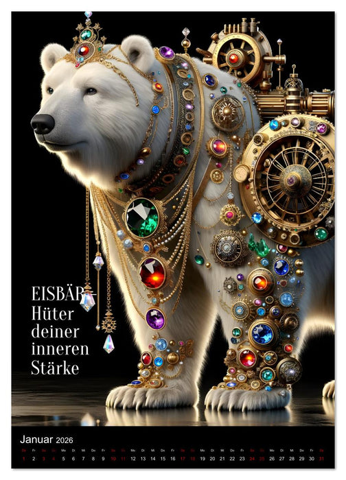 Krafttiere und Kristalle (CALVENDO Premium Wandkalender 2026)