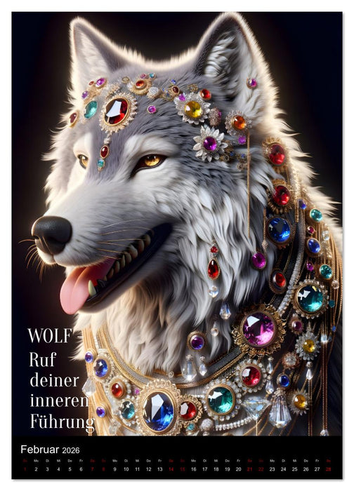 Krafttiere und Kristalle (CALVENDO Premium Wandkalender 2026)