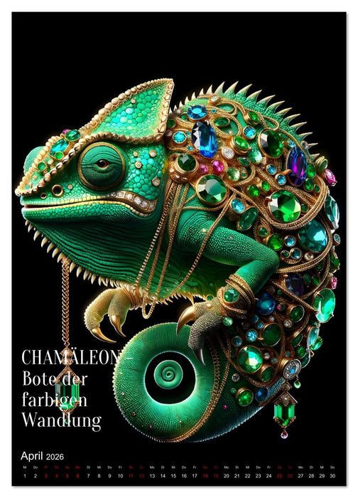 Krafttiere und Kristalle (CALVENDO Premium Wandkalender 2026)