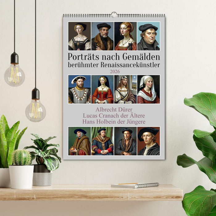 Porträts nach Gemälden berühmter Renaissancekünstler (CALVENDO Wandkalender 2026)