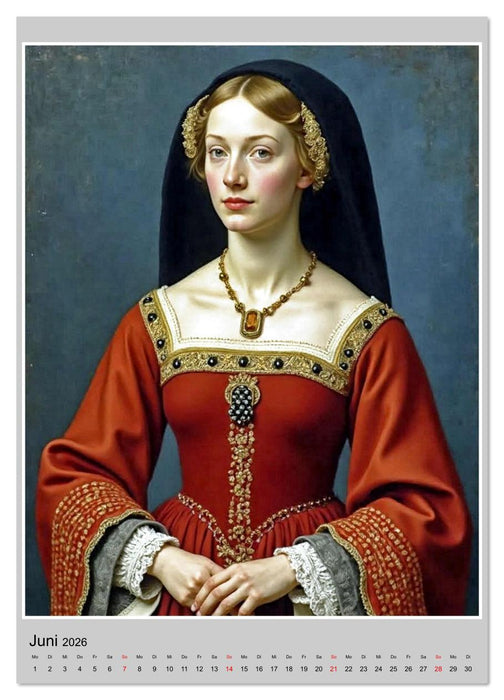 Porträts nach Gemälden berühmter Renaissancekünstler (CALVENDO Wandkalender 2026)