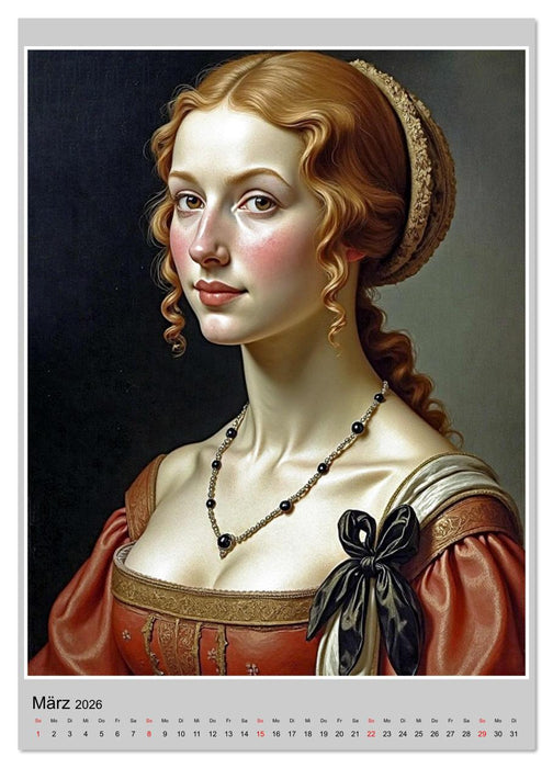 Porträts nach Gemälden berühmter Renaissancekünstler (CALVENDO Premium Wandkalender 2026)