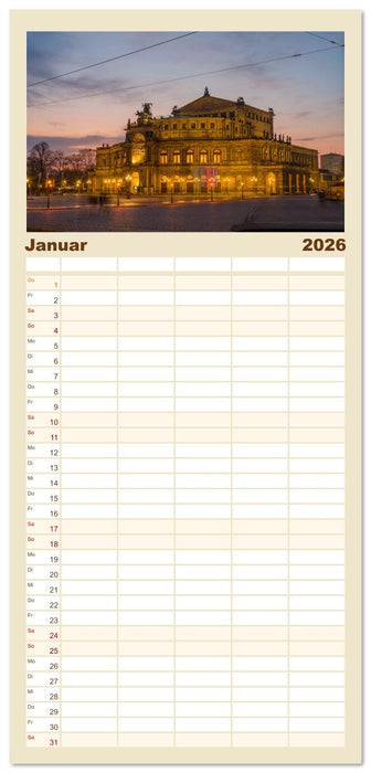 Dresden - Sachsens Perle an der Elbe (CALVENDO Familienplaner 2026)