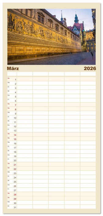 Dresden - Sachsens Perle an der Elbe (CALVENDO Familienplaner 2026)