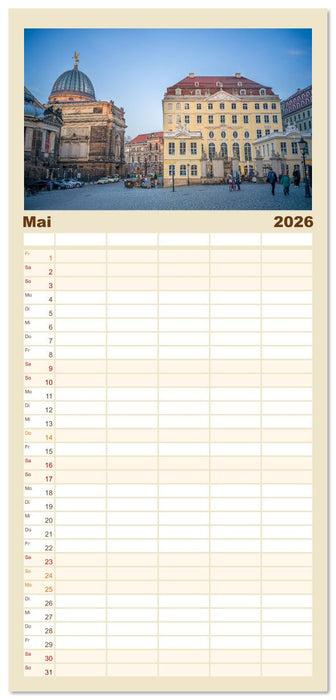 Dresden - Sachsens Perle an der Elbe (CALVENDO Familienplaner 2026)