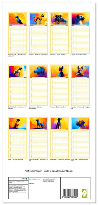 Kraftvolle Partner. Hunde in künstlerischer Öloptik (CALVENDO Familienplaner 2026)