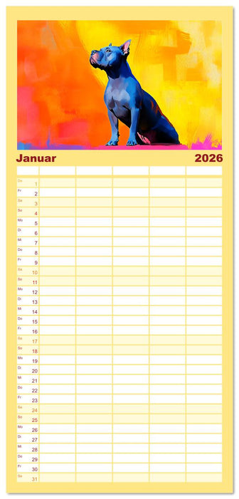 Kraftvolle Partner. Hunde in künstlerischer Öloptik (CALVENDO Familienplaner 2026)