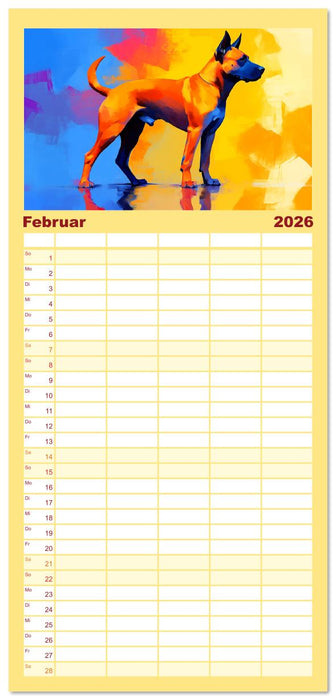 Kraftvolle Partner. Hunde in künstlerischer Öloptik (CALVENDO Familienplaner 2026)