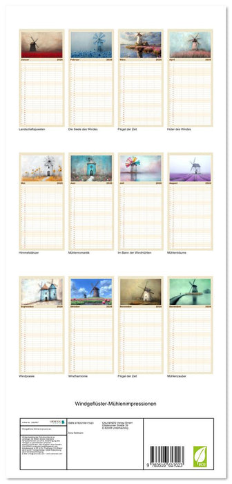 Windgeflüster-Mühlenimpressionen (CALVENDO Familienplaner 2026)