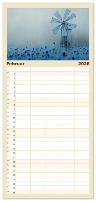 Windgeflüster-Mühlenimpressionen (CALVENDO Familienplaner 2026)